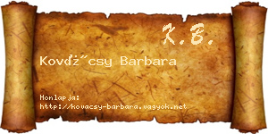 Kovácsy Barbara névjegykártya